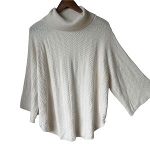 Aventura CASHMERE Blend Ivory Chevron Knit Cowl Neck Sweater L/XL Relaxed Body
